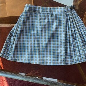 Wild Fable Blue and Black Plaid A-Line Skirt